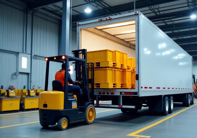 Cargo being loaded into a 53-foot dry van trailer